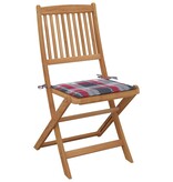 VidaXL Tuinstoelen 2 st inklapbaar met kussens massief acaciahout