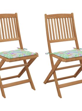 VidaXL Tuinstoelen 2 st inklapbaar met kussens massief acaciahout