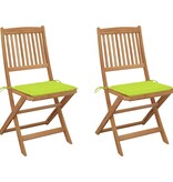VidaXL Tuinstoelen 2 st inklapbaar met kussens massief acaciahout