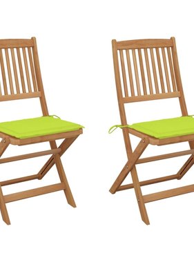 VidaXL Tuinstoelen 2 st inklapbaar met kussens massief acaciahout