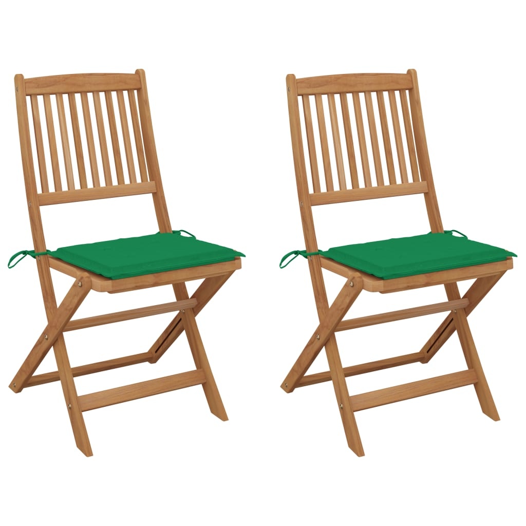 VidaXL Tuinstoelen inklapbaar 2 st met kussens massief acaciahout