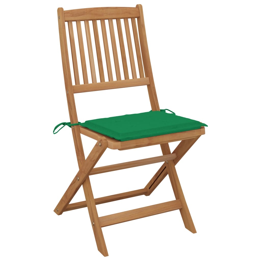 VidaXL Tuinstoelen inklapbaar 2 st met kussens massief acaciahout