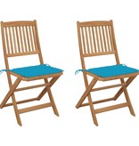 VidaXL Tuinstoelen inklapbaar 2 st met kussens massief acaciahout