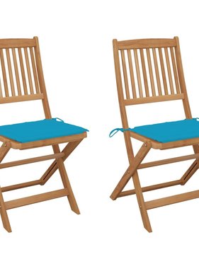 VidaXL Tuinstoelen inklapbaar 2 st met kussens massief acaciahout