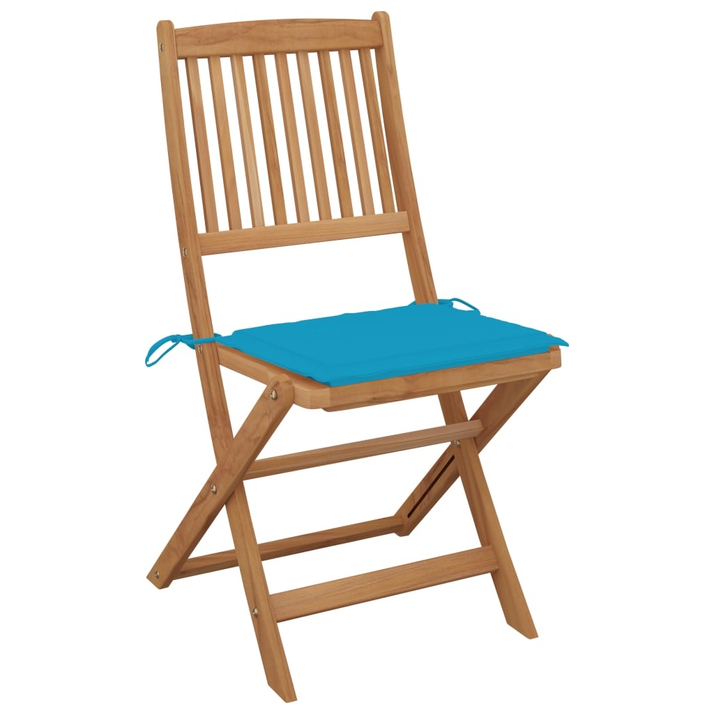 VidaXL Tuinstoelen inklapbaar 2 st met kussens massief acaciahout