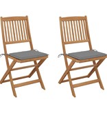 VidaXL Tuinstoelen inklapbaar 2 st met kussens massief acaciahout