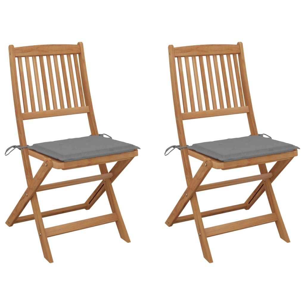 VidaXL Tuinstoelen inklapbaar 2 st met kussens massief acaciahout