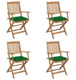 VidaXL Tuinstoelen 4 st inklapbaar met kussens massief acaciahout