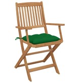 VidaXL Tuinstoelen 4 st inklapbaar met kussens massief acaciahout