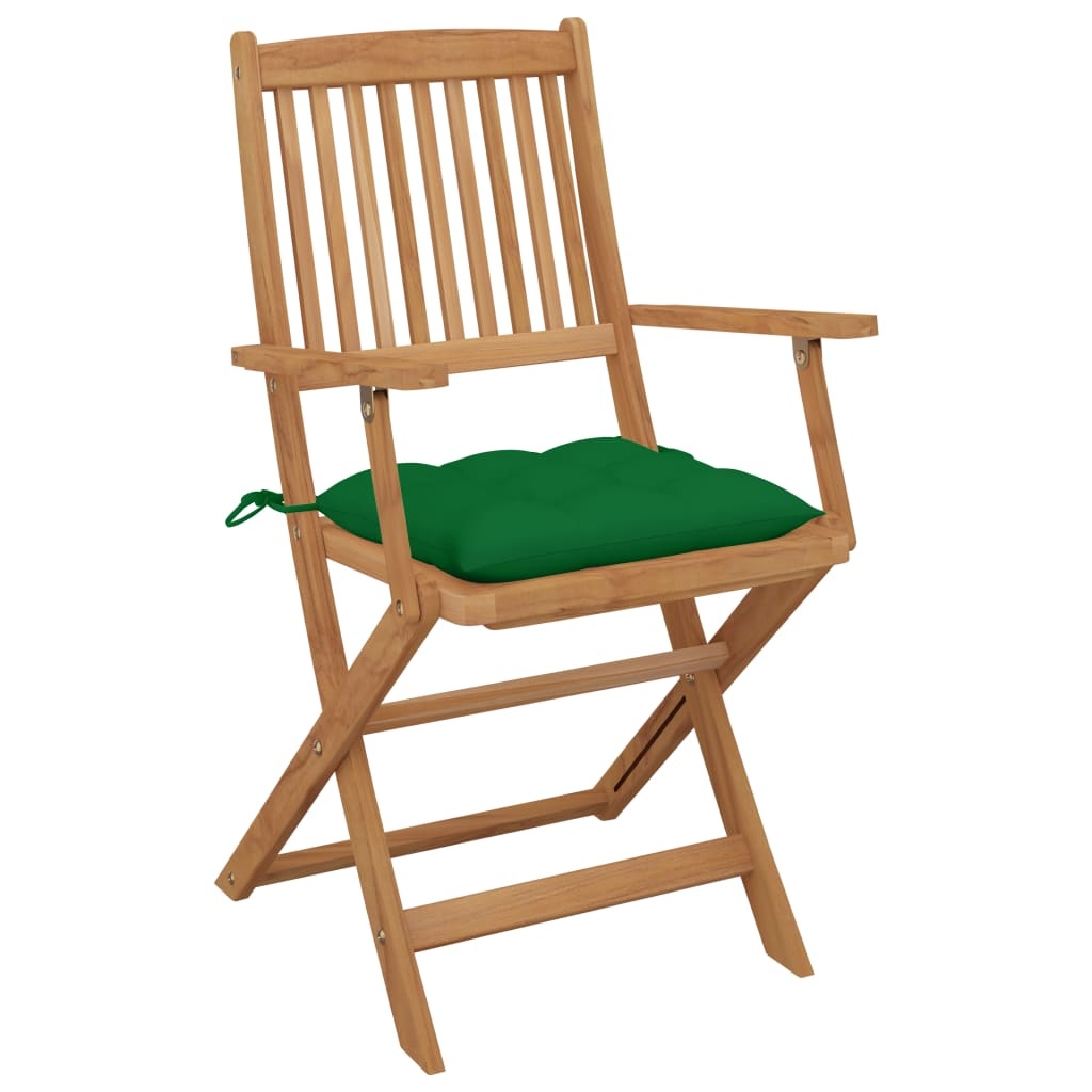 VidaXL Tuinstoelen 4 st inklapbaar met kussens massief acaciahout