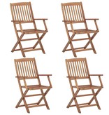 VidaXL Tuinstoelen 4 st inklapbaar met kussens massief acaciahout