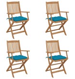 VidaXL Tuinstoelen 4 st inklapbaar met kussens massief acaciahout