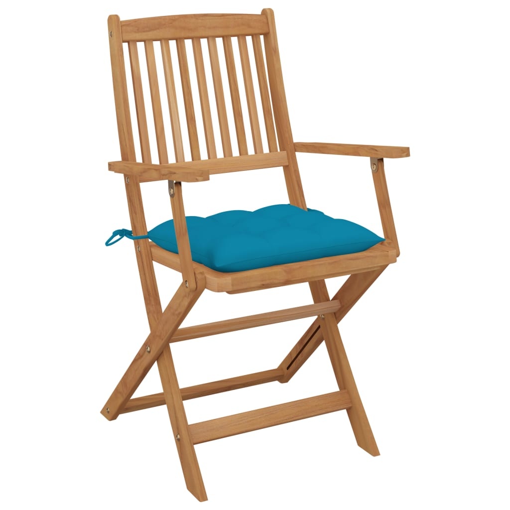 VidaXL Tuinstoelen 4 st inklapbaar met kussens massief acaciahout
