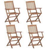 VidaXL Tuinstoelen 4 st inklapbaar met kussens massief acaciahout