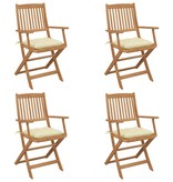 VidaXL Tuinstoelen 4 st inklapbaar met kussens massief acaciahout