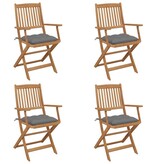 VidaXL Tuinstoelen 4 st inklapbaar met kussens massief acaciahout