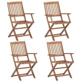 VidaXL Tuinstoelen 4 st inklapbaar met kussens massief acaciahout