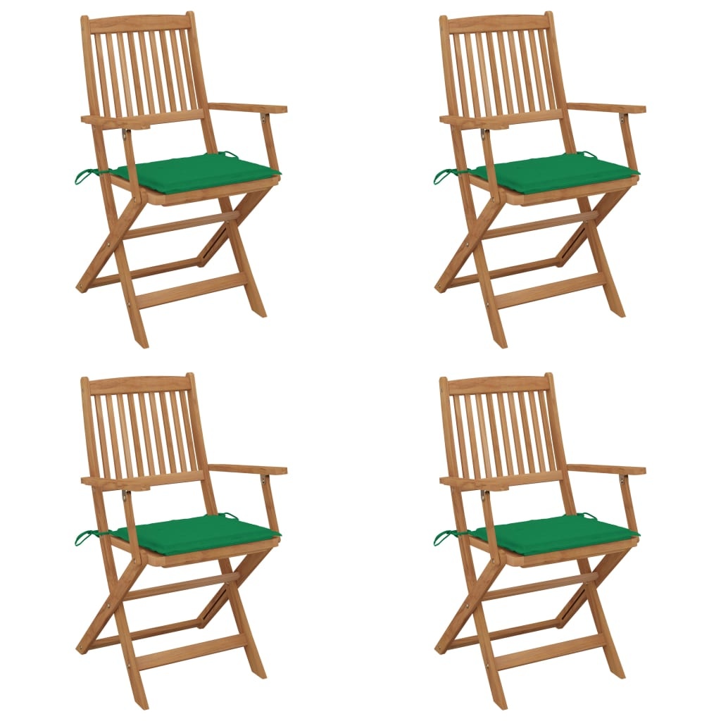 VidaXL Tuinstoelen inklapbaar 4 st met kussens massief acaciahout