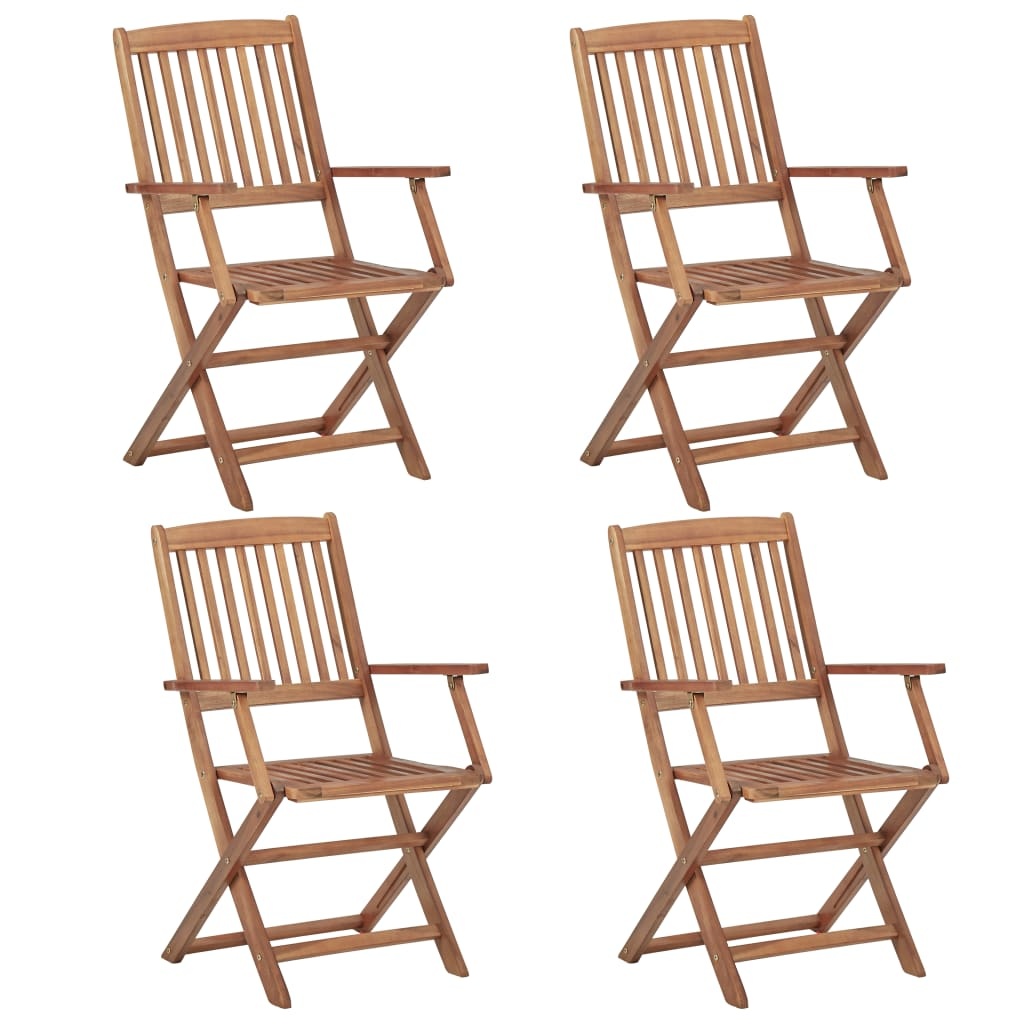 VidaXL Tuinstoelen inklapbaar 4 st met kussens massief acaciahout