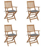 VidaXL Tuinstoelen inklapbaar 4 st met kussens massief acaciahout