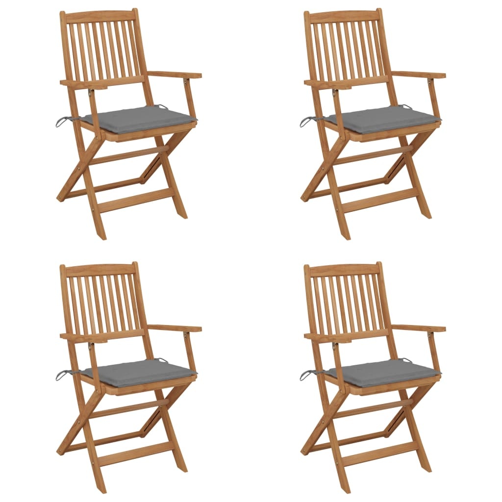VidaXL Tuinstoelen inklapbaar 4 st met kussens massief acaciahout