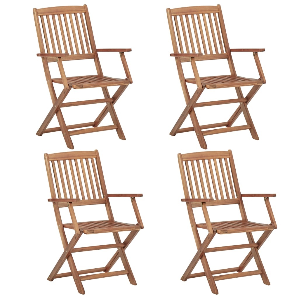 VidaXL Tuinstoelen inklapbaar 4 st met kussens massief acaciahout
