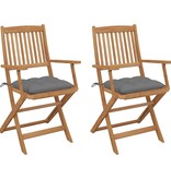 VidaXL Tuinstoelen 2 st inklapbaar met kussens massief acaciahout