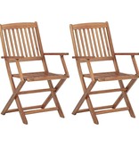 VidaXL Tuinstoelen 2 st inklapbaar met kussens massief acaciahout