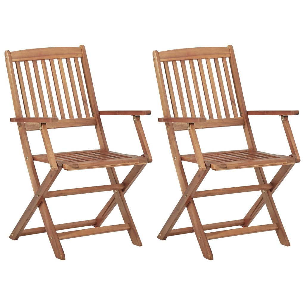VidaXL Tuinstoelen 2 st inklapbaar met kussens massief acaciahout