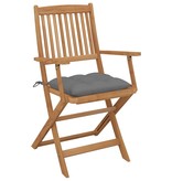VidaXL Tuinstoelen 2 st inklapbaar met kussens massief acaciahout
