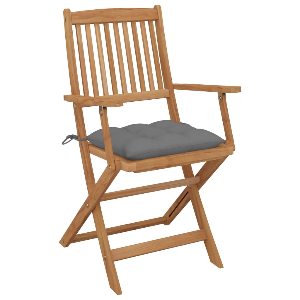 VidaXL Tuinstoelen 2 st inklapbaar met kussens massief acaciahout