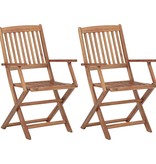 VidaXL Tuinstoelen 2 st inklapbaar met kussens massief acaciahout