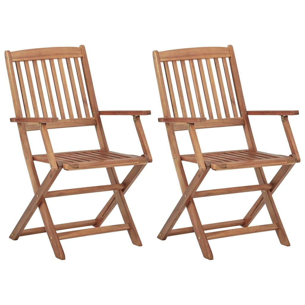 VidaXL Tuinstoelen 2 st inklapbaar met kussens massief acaciahout