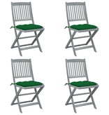 VidaXL Tuinstoelen 4 st inklapbaar met kussens massief acaciahout