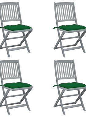 VidaXL Tuinstoelen 4 st inklapbaar met kussens massief acaciahout