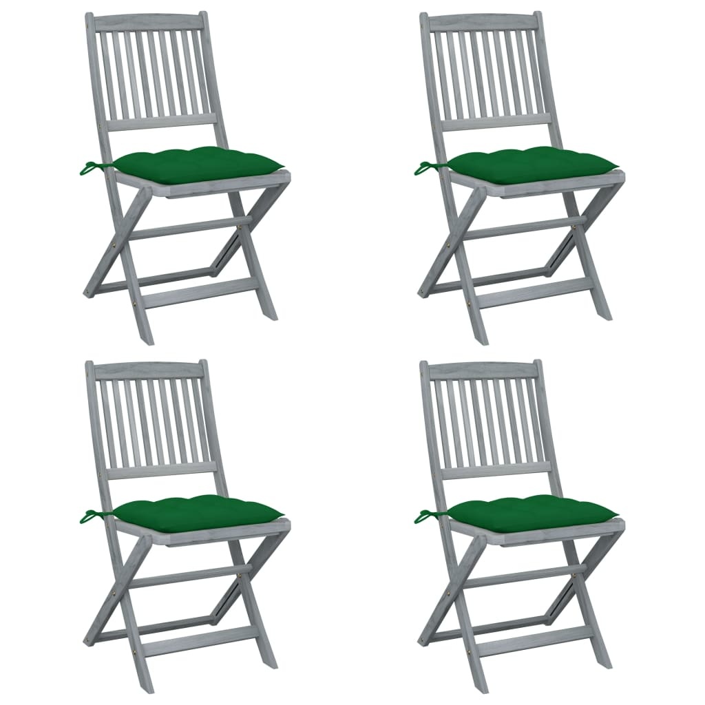 VidaXL Tuinstoelen 4 st inklapbaar met kussens massief acaciahout