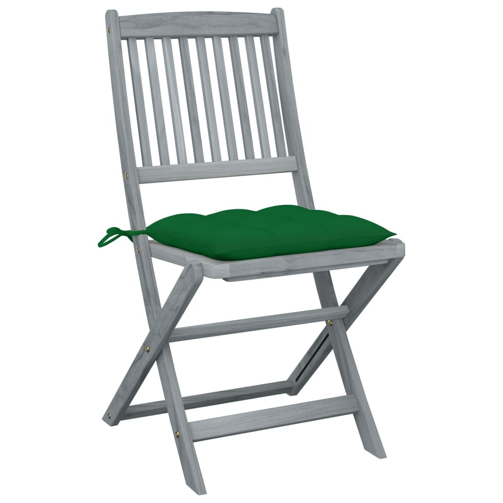 VidaXL Tuinstoelen 4 st inklapbaar met kussens massief acaciahout
