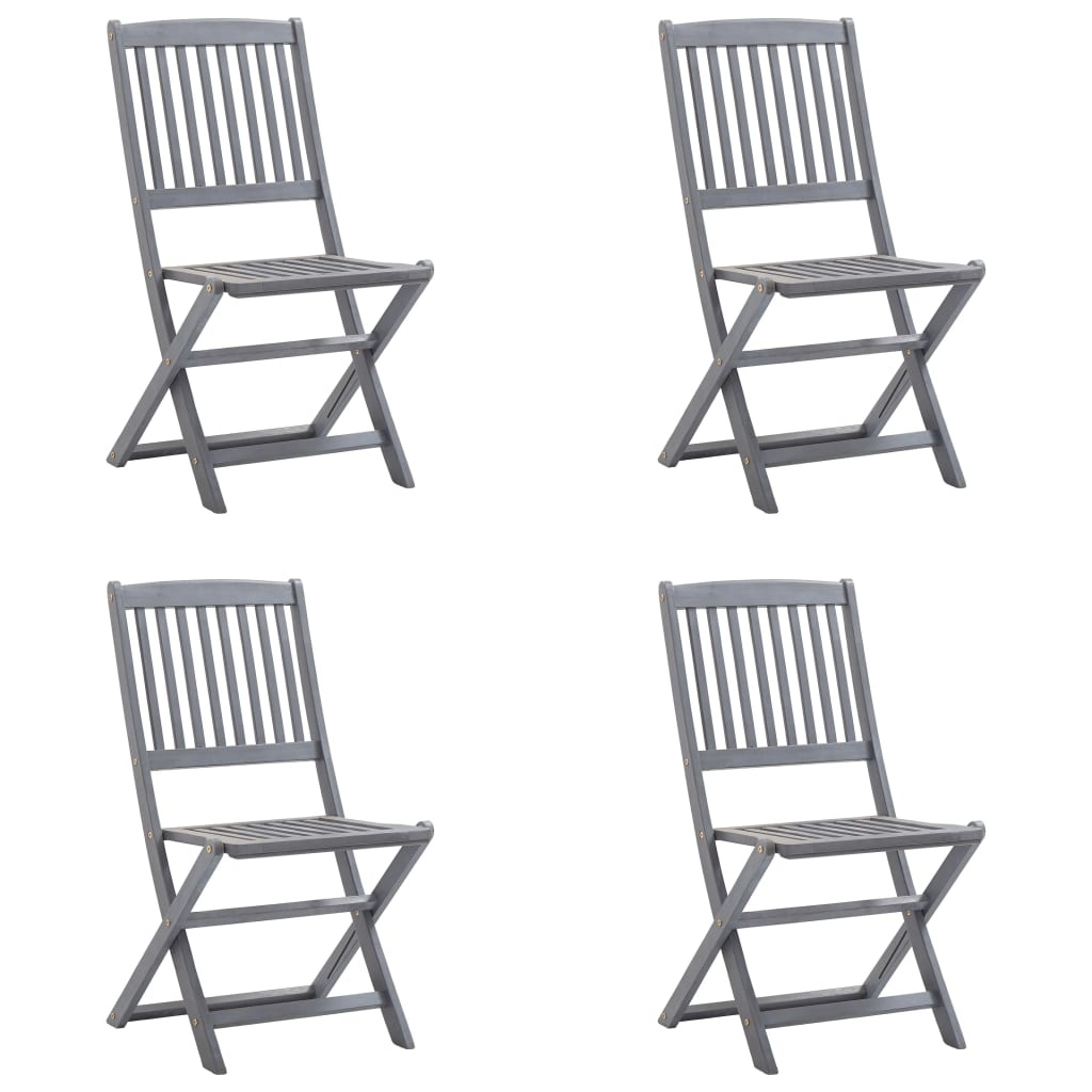 VidaXL Tuinstoelen 4 st inklapbaar met kussens massief acaciahout
