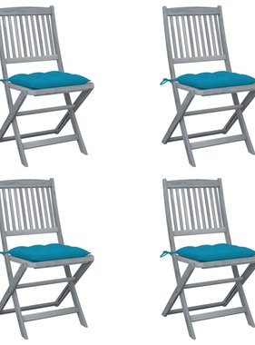 VidaXL Tuinstoelen 4 st inklapbaar met kussens massief acaciahout