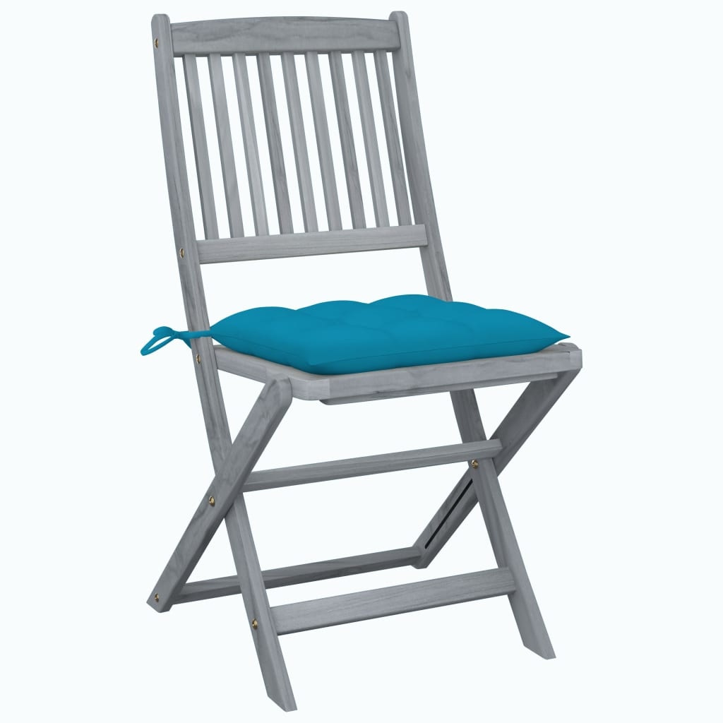 VidaXL Tuinstoelen 4 st inklapbaar met kussens massief acaciahout