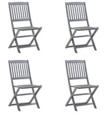 VidaXL Tuinstoelen 4 st inklapbaar met kussens massief acaciahout