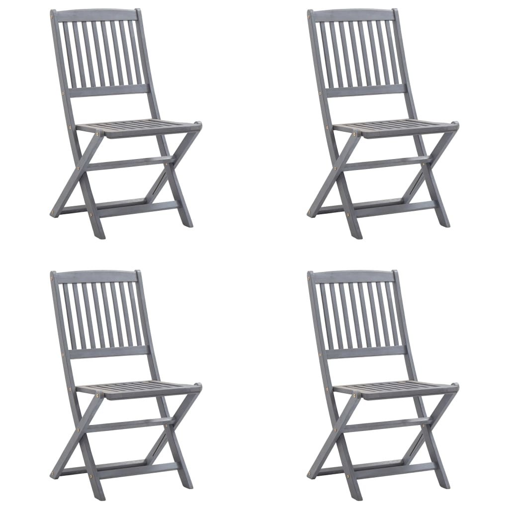 VidaXL Tuinstoelen 4 st inklapbaar met kussens massief acaciahout