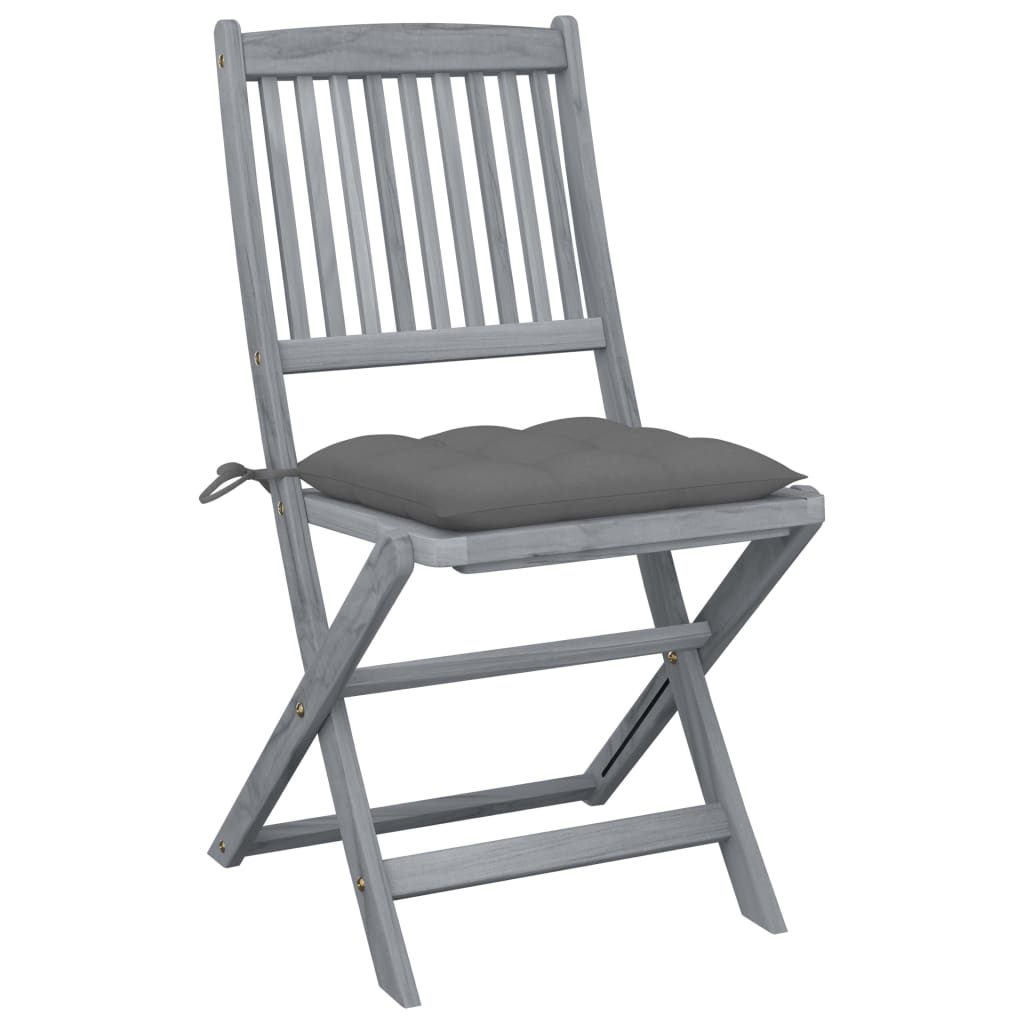 VidaXL Tuinstoelen 4 st inklapbaar met kussens massief acaciahout