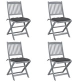 VidaXL Tuinstoelen 4 st inklapbaar met kussens massief acaciahout