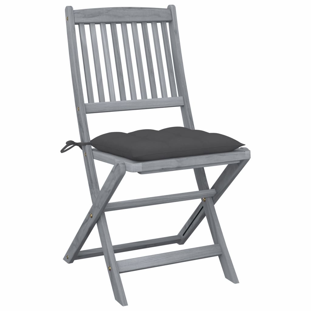 VidaXL Tuinstoelen 4 st inklapbaar met kussens massief acaciahout