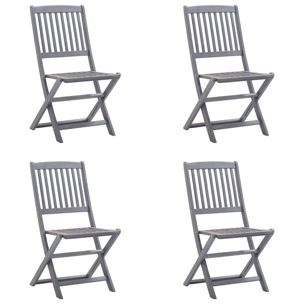 VidaXL Tuinstoelen 4 st inklapbaar met kussens massief acaciahout