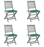VidaXL Tuinstoelen inklapbaar 4 st met kussens massief acaciahout