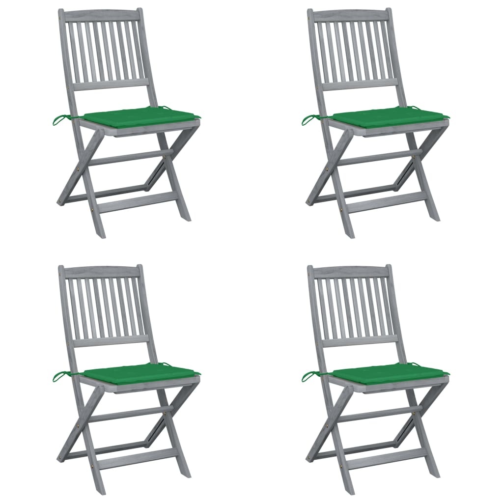 VidaXL Tuinstoelen inklapbaar 4 st met kussens massief acaciahout