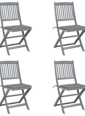 VidaXL Tuinstoelen inklapbaar 4 st met kussens massief acaciahout