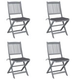 VidaXL Tuinstoelen inklapbaar 4 st met kussens massief acaciahout